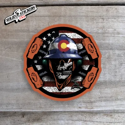 Skull &amp; Hammers Colorado-American Flag Vinyl Sticker