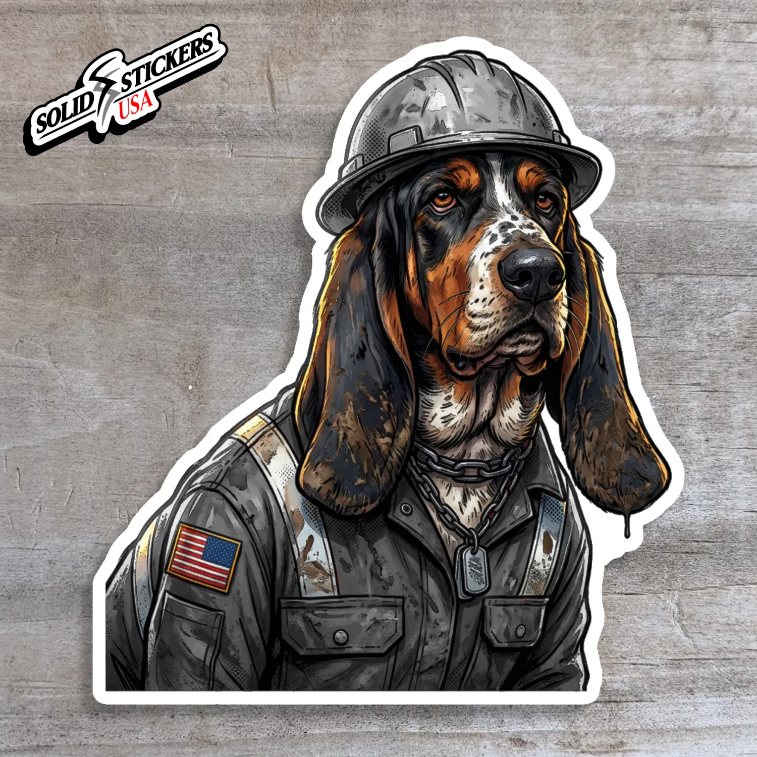 Oilfield Basset Hound Vinyl Sticker