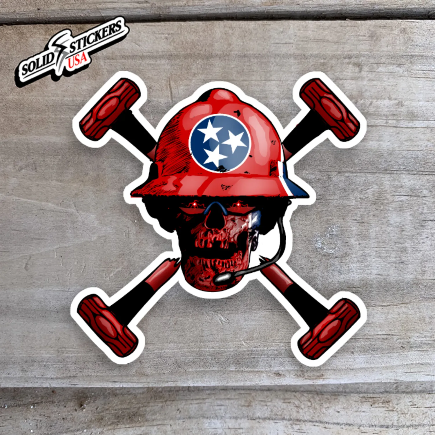 Skull &amp; Hammers Tennessee Flag Vinyl Sticker
