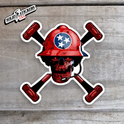 Skull &amp; Hammers Tennessee Flag Vinyl Sticker