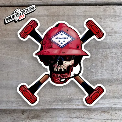 Skull &amp; Hammers Arkansas Flag Vinyl Sticker