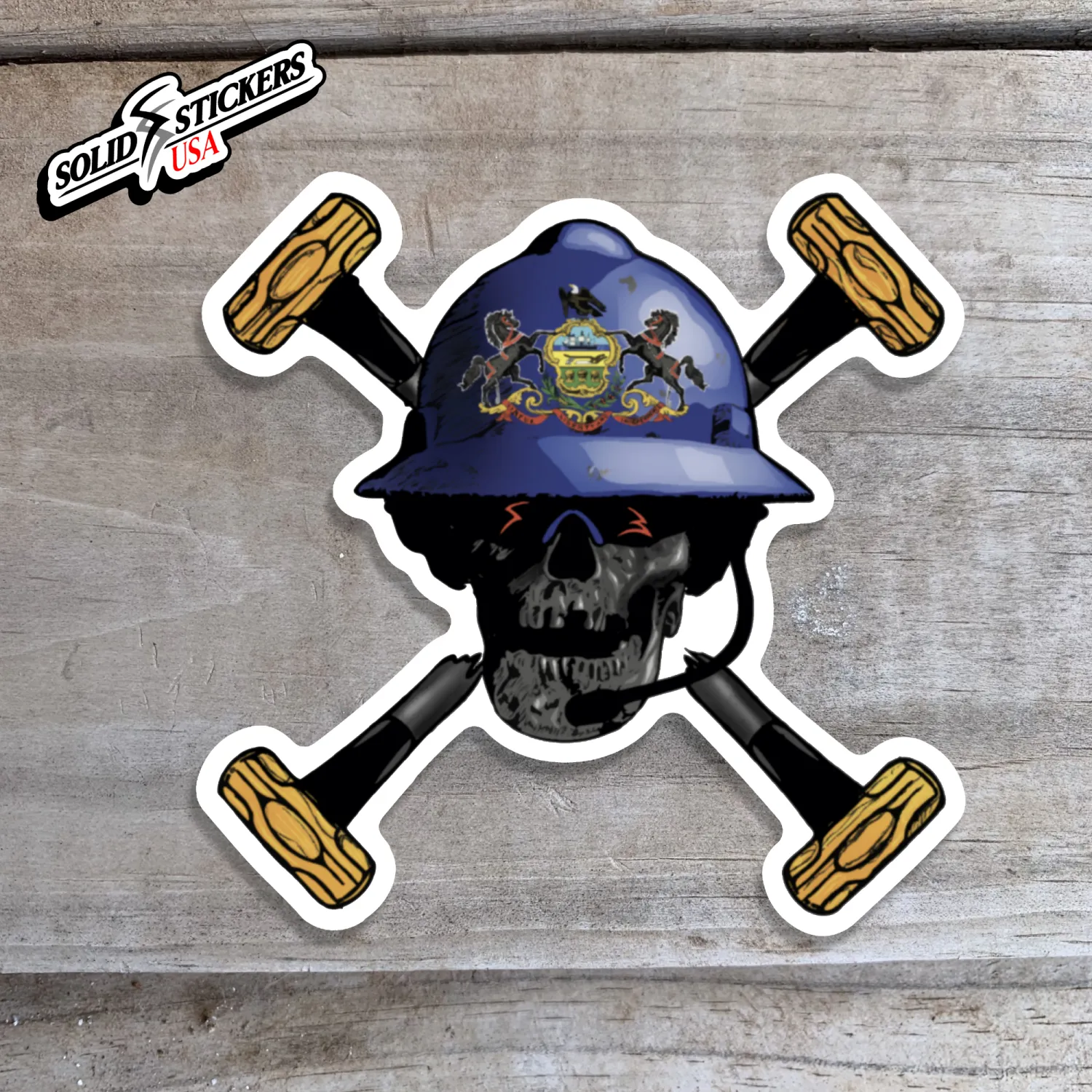Skull &amp; Hammers Pennsylvania Flag Vinyl Sticker