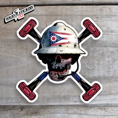 Skull &amp; Hammers Ohio Flag Vinyl Sticker