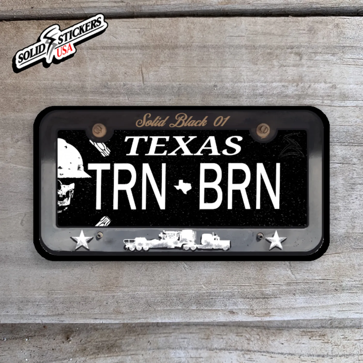 Texas License Plate TRN BRN Oilfield Vinyl Sticker