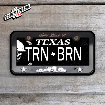 Texas License Plate TRN BRN Oilfield Vinyl Sticker