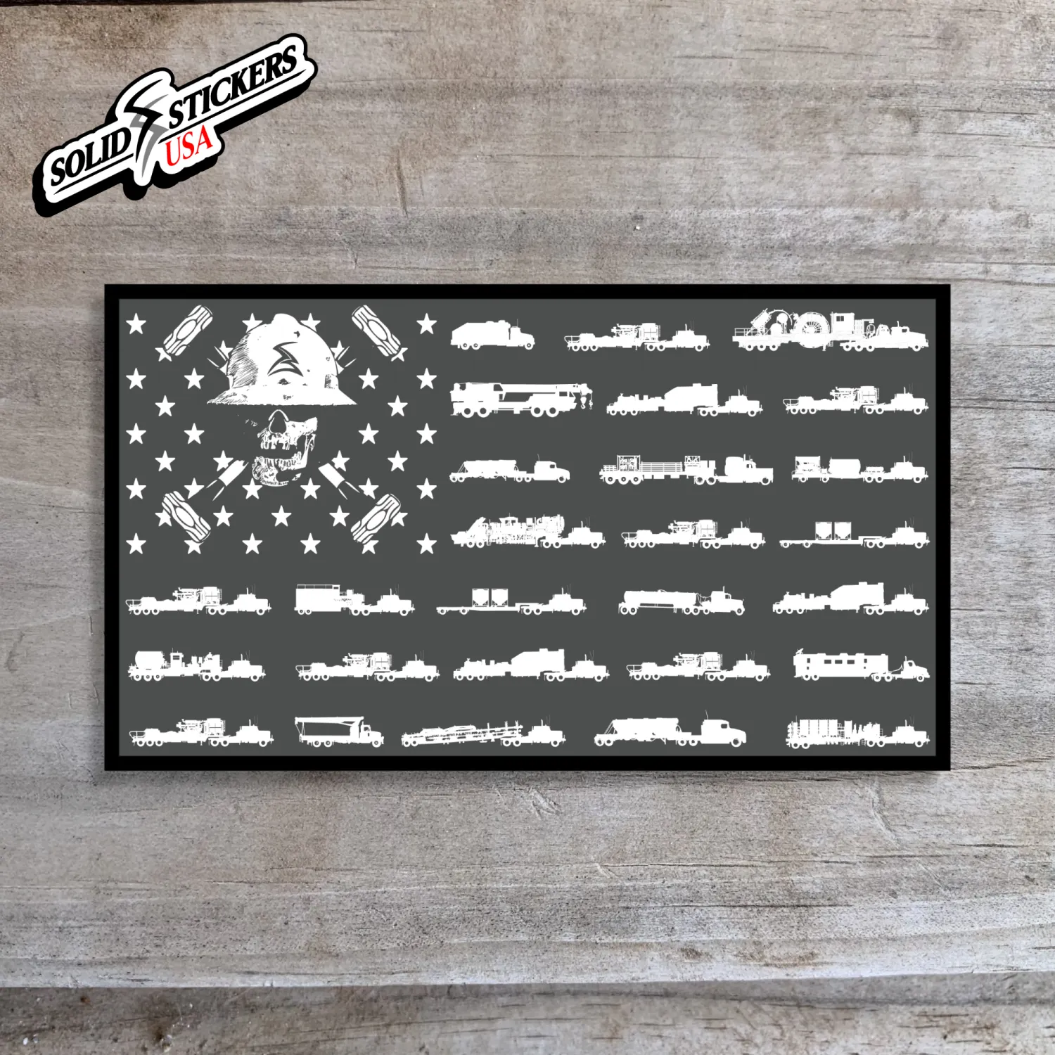 Gray Frac Fleet American Flag Vinyl Sticker