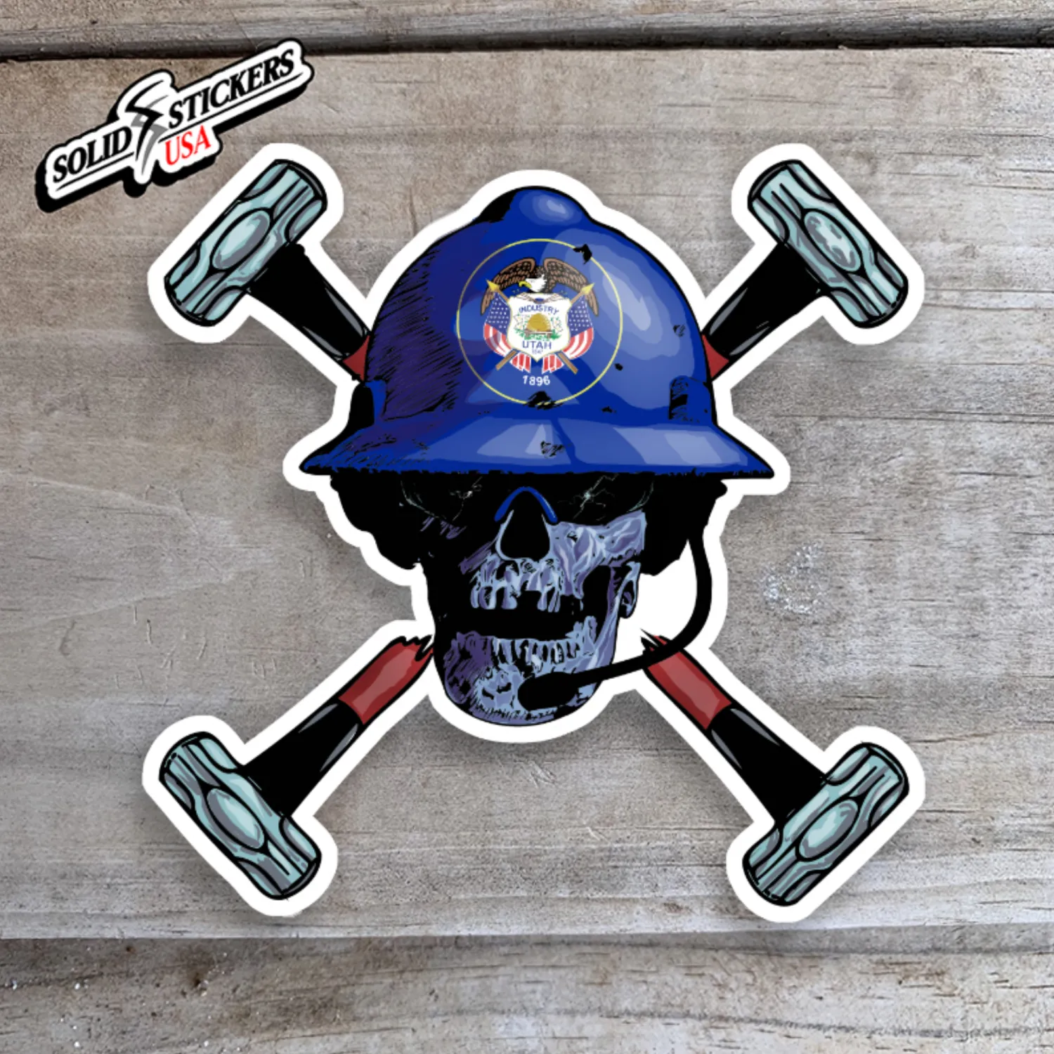 Skull &amp; Hammers Utah Flag Vinyl Sticker