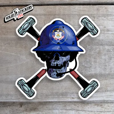 Skull &amp; Hammers Utah Flag Vinyl Sticker