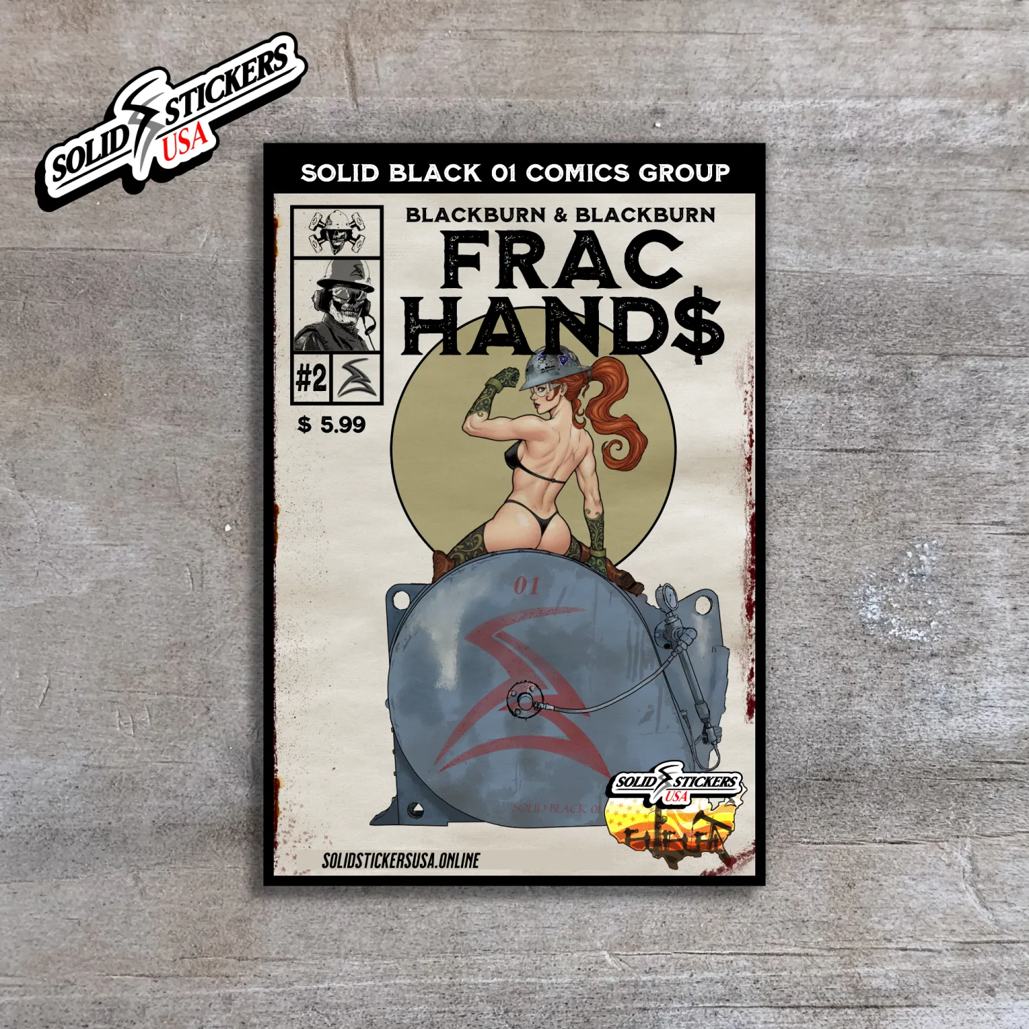 Frac Hand$ No. 2 Personalized Comic Cover Oilfield Vinyl Sticker