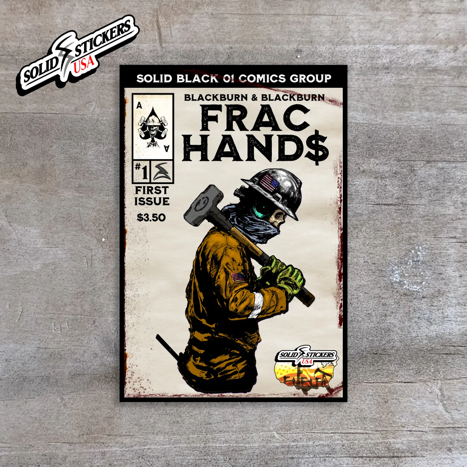 Frac Hand$ No. 1 Personalized Comic Cover Oilfield Vinyl Sticker