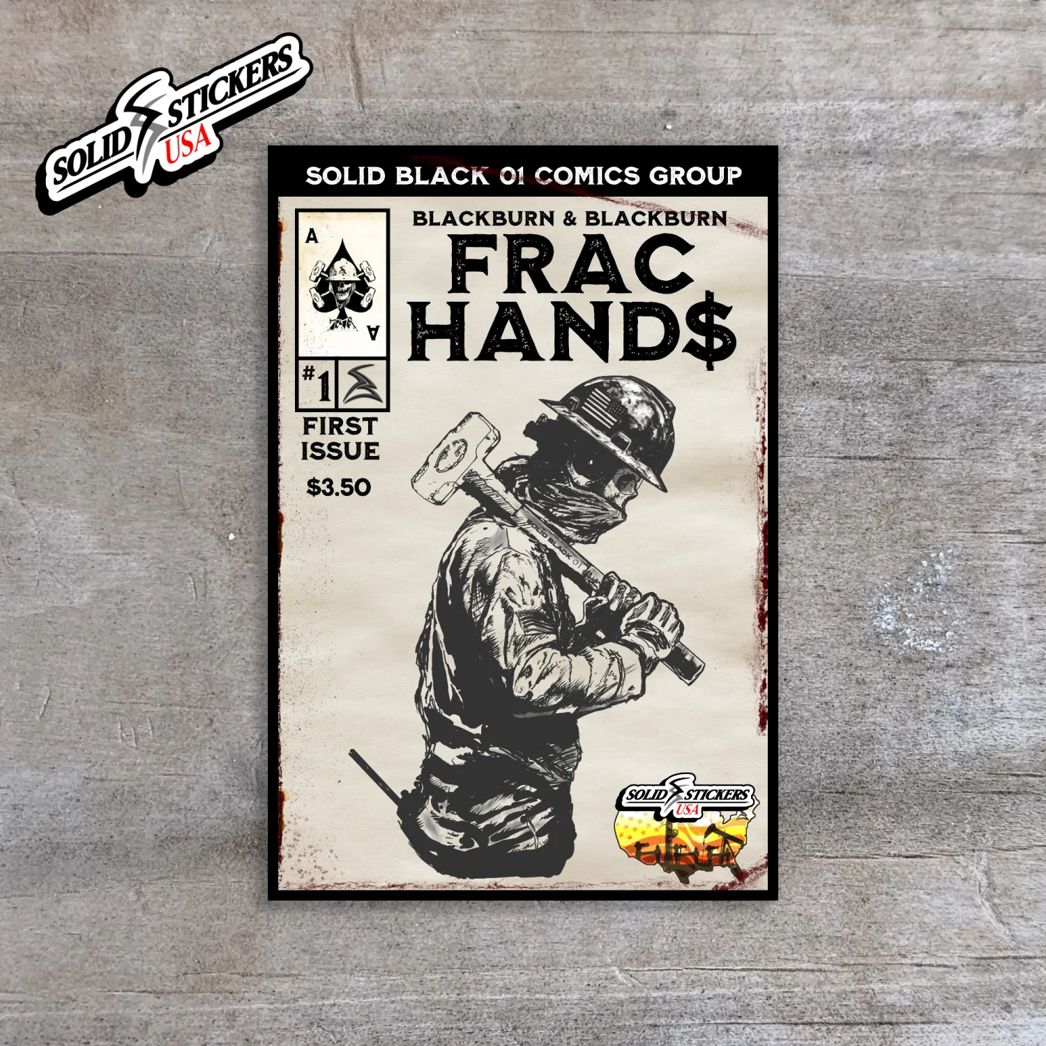 Frac Hand$ No. 1 Personalized Comic Cover Oilfield Vinyl Sticker
