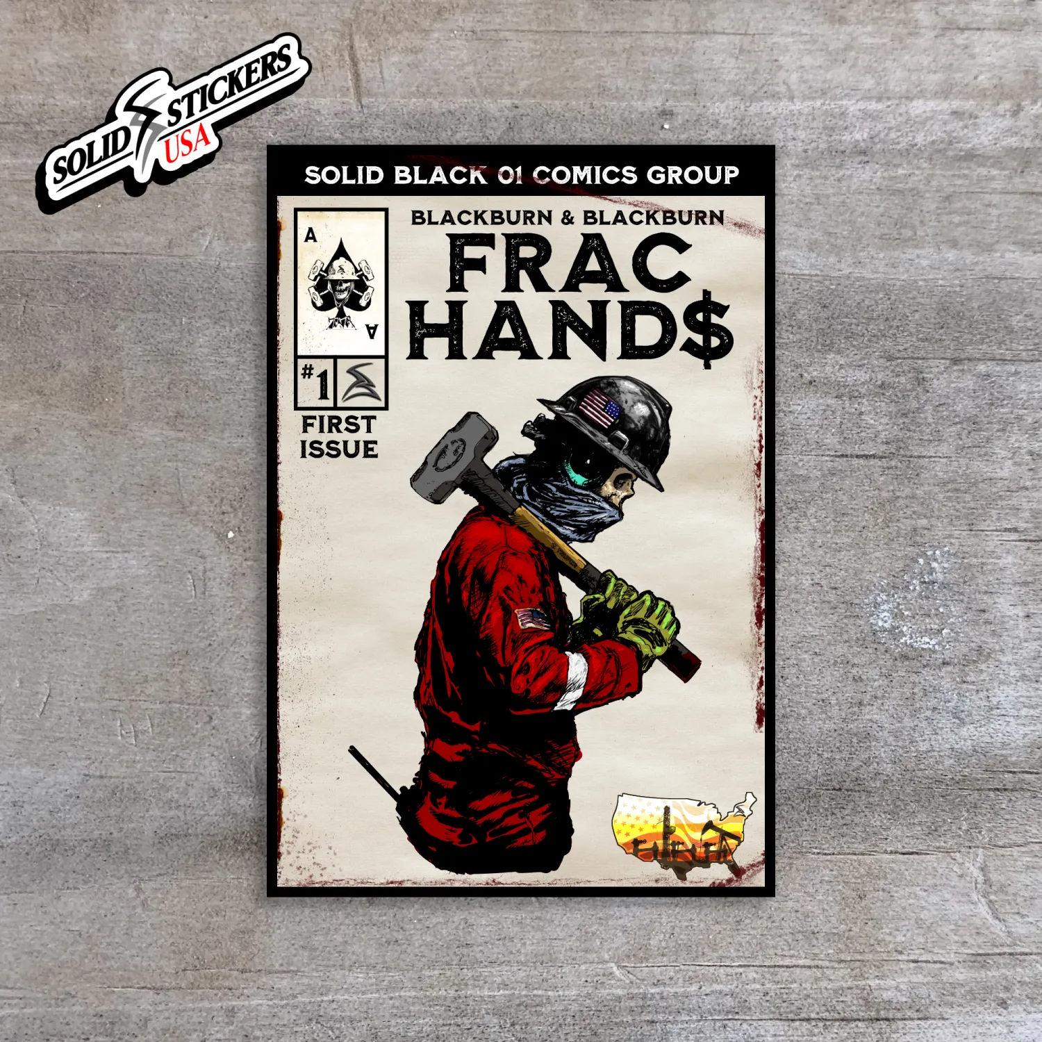 Frac Hand$ No. 1 Personalized Comic Cover Oilfield Vinyl Sticker