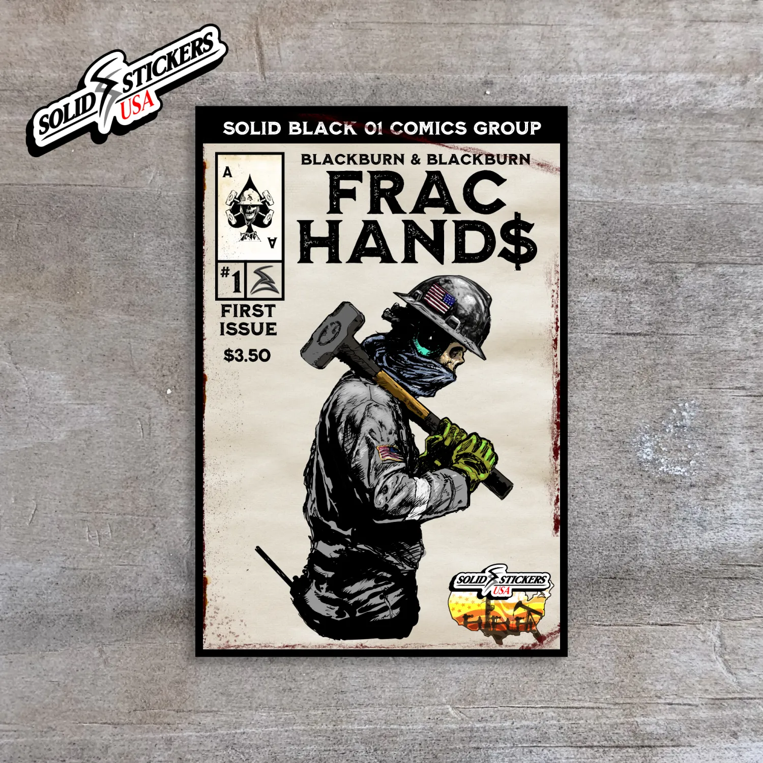 Frac Hand$ No. 1 Personalized Comic Cover Oilfield Vinyl Sticker