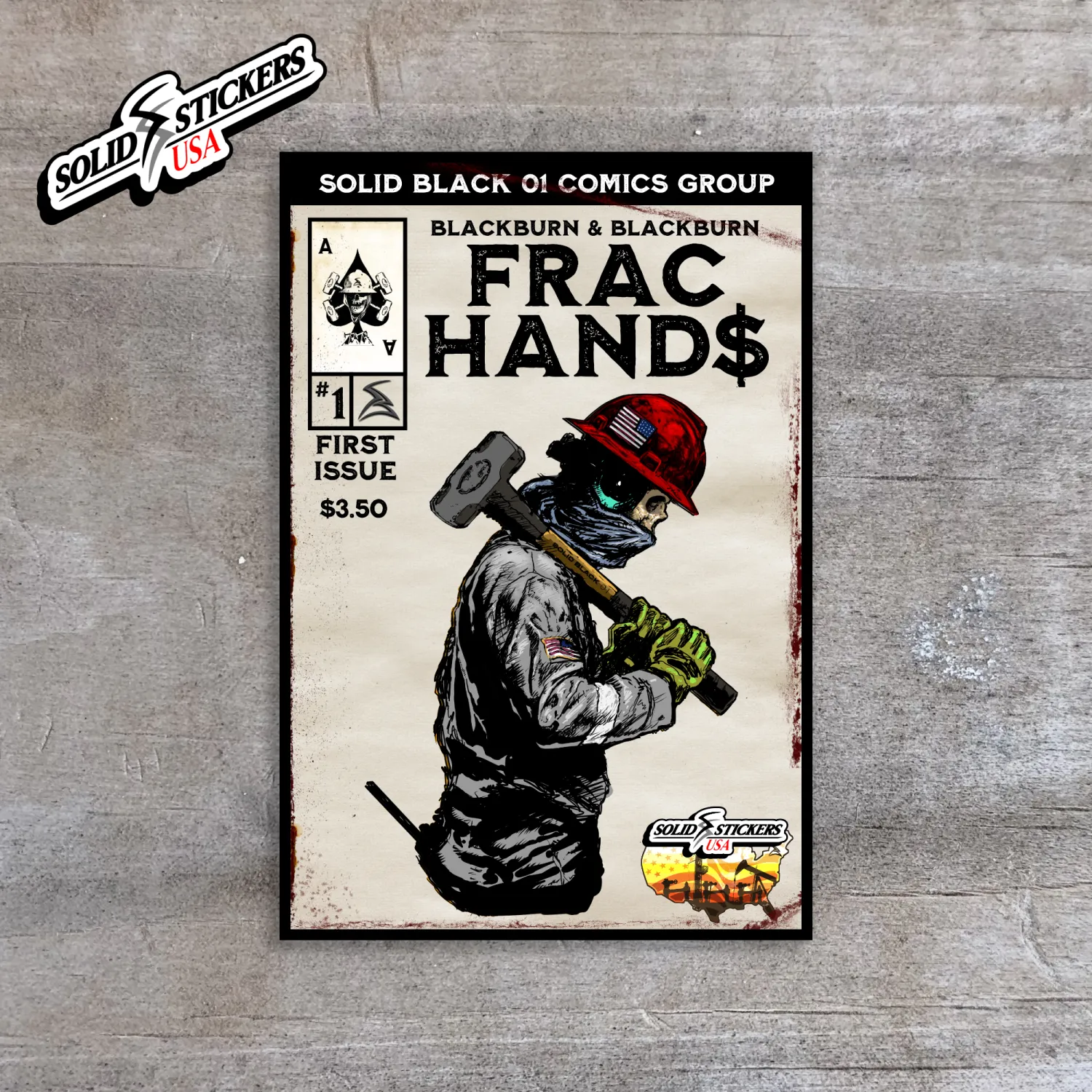 Frac Hand$ No. 1 Personalized Comic Cover Oilfield Vinyl Sticker