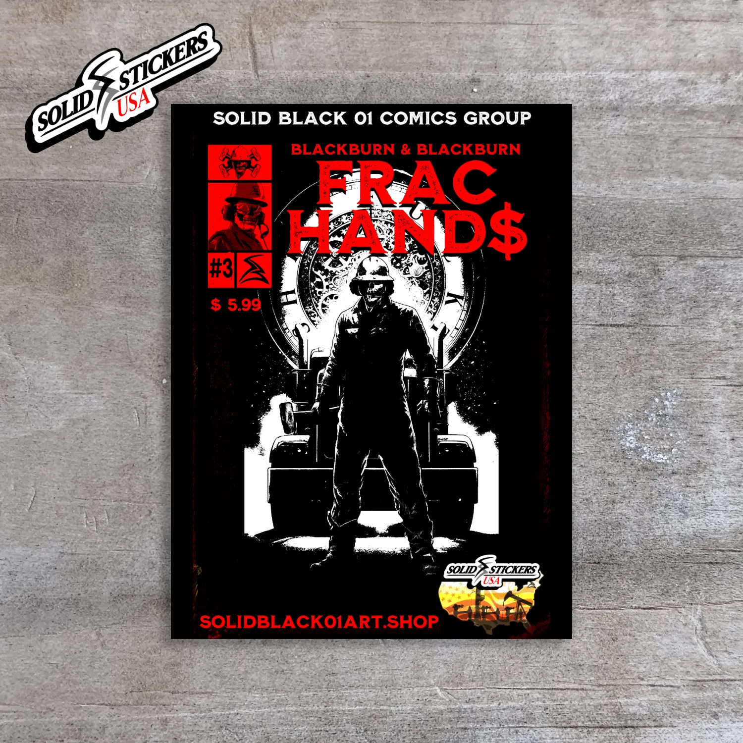 Frac Hand$ No. 3 Personalized Comic Cover Oilfield Vinyl Sticker