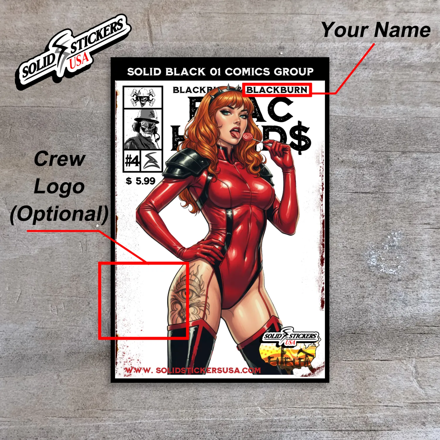 Frac Hand$ No. 4 Personalized Comic Cover Oilfield Vinyl Sticker