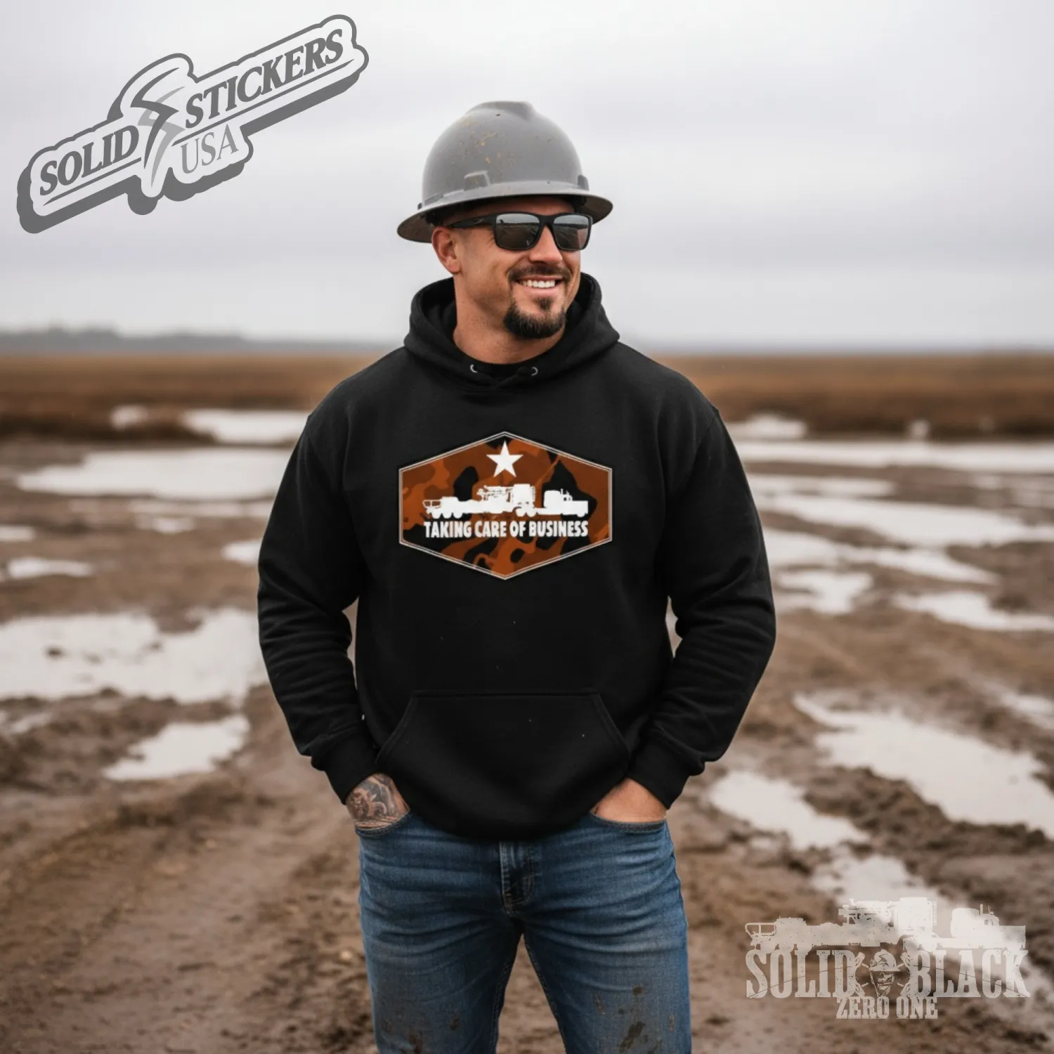Taking Care of Business-Camo Frac Pump Oilfield Hoodie