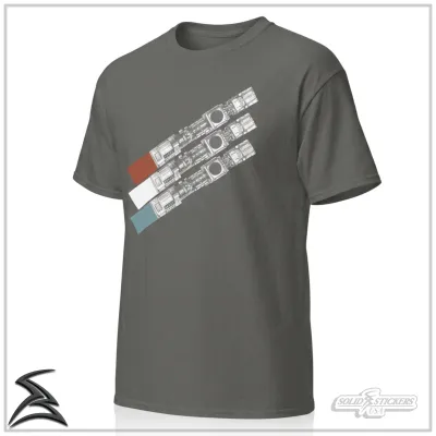 3 Pumps Red White &amp; Blue Soft Style Charcoal Gray Graphic Tee