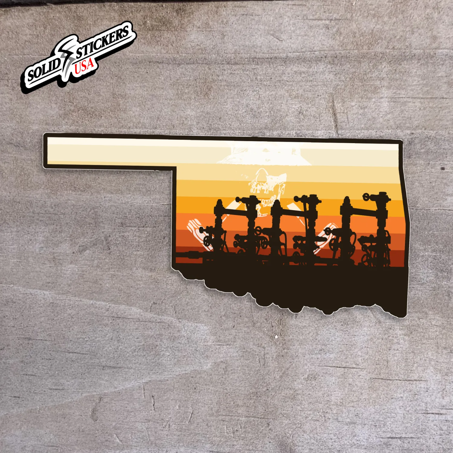 Oklahoma Frac Zipper Sunset Vinyl Sticker