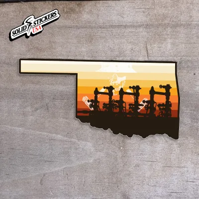 Oklahoma Frac Zipper Sunset Vinyl Sticker
