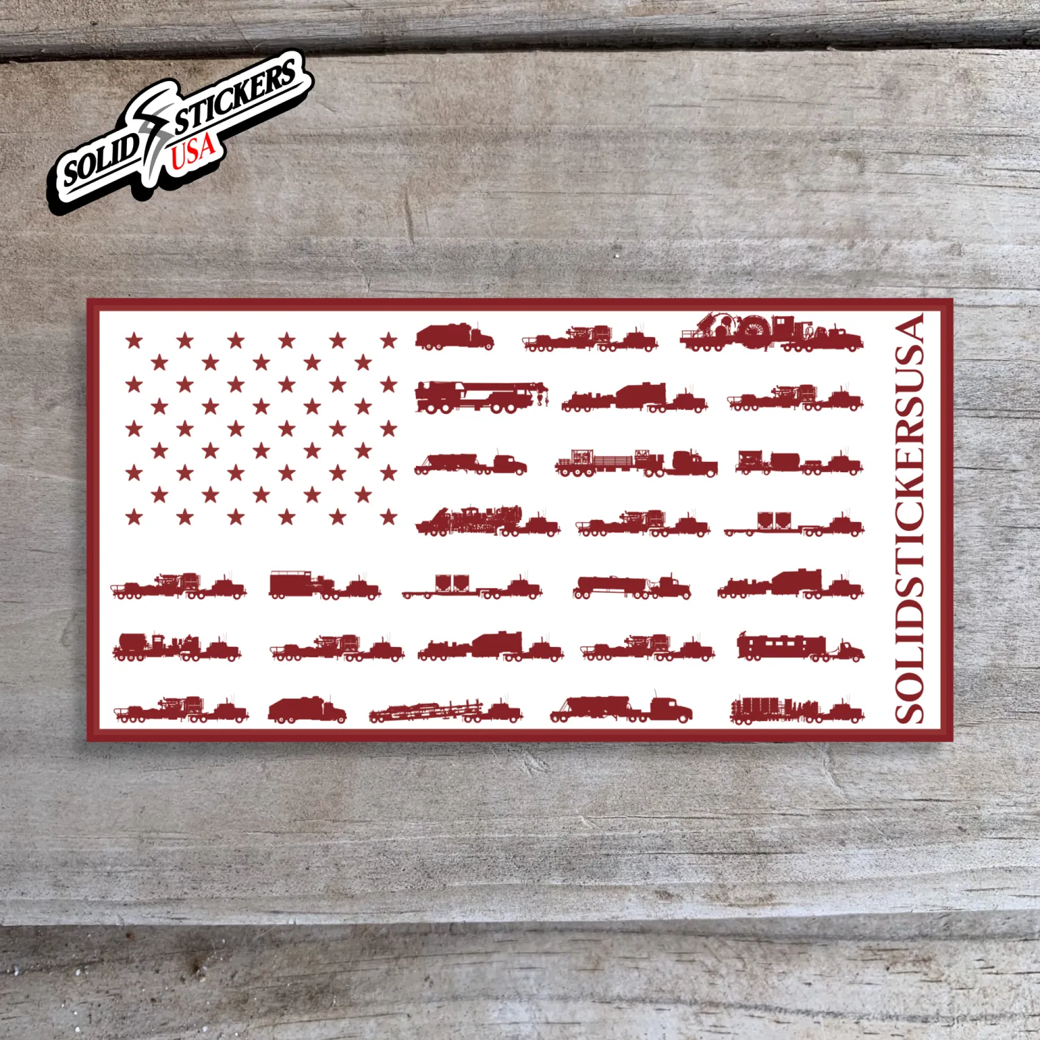 American Red &amp; White Frac Fleet Flag Vinyl Sticker