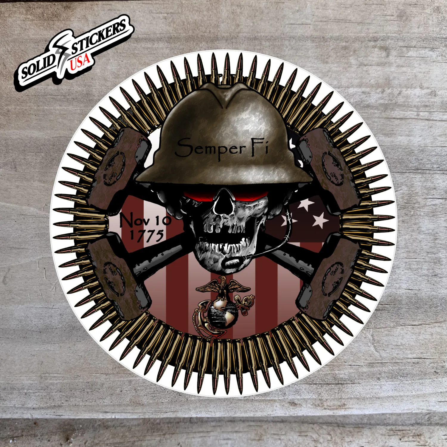 Skull &amp; Hammers US Marine Corps Oilfield Vinyl Sticker