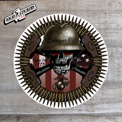 Skull &amp; Hammers US Marine Corps Oilfield Vinyl Sticker