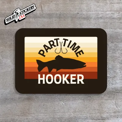 Part Time Hooker Rainbow Trout Sunset Vinyl Sticker