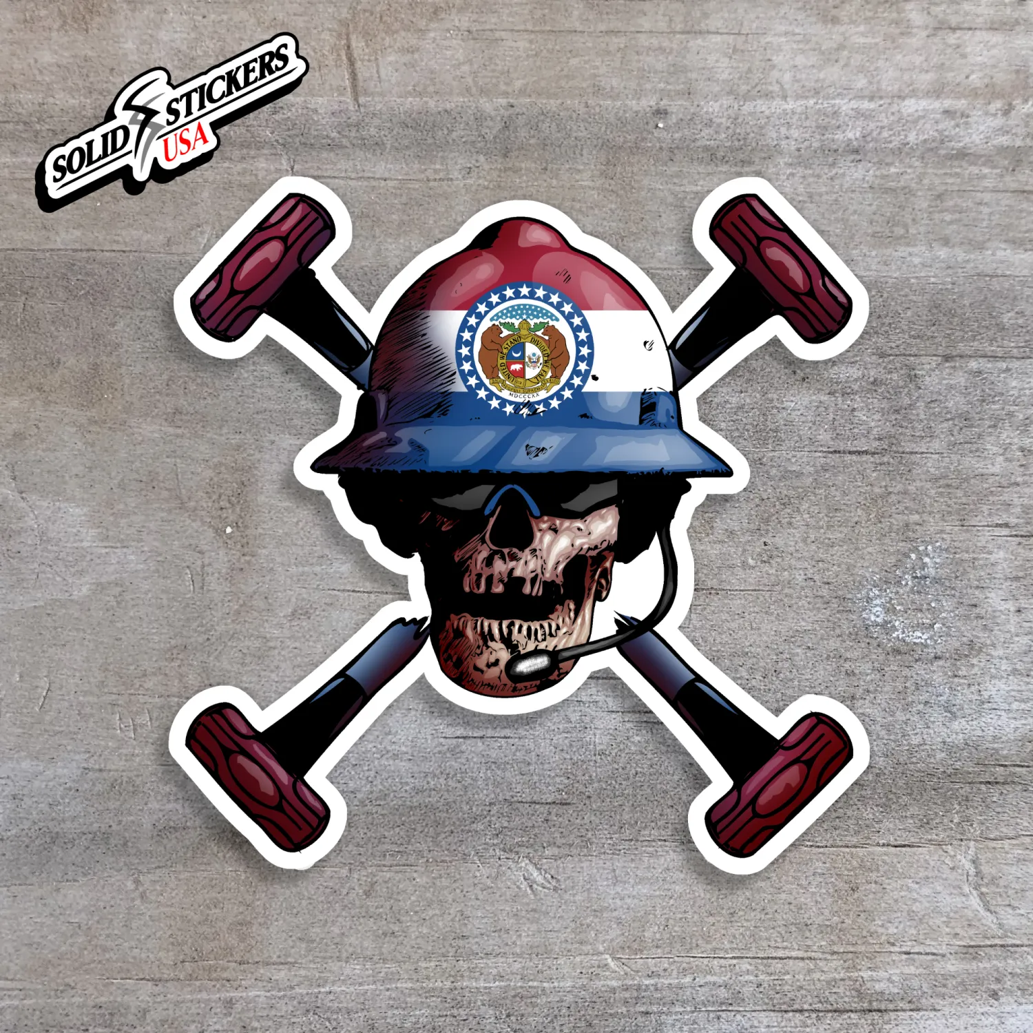 Skull &amp; Hammers Missouri Flag Vinyl Sticker
