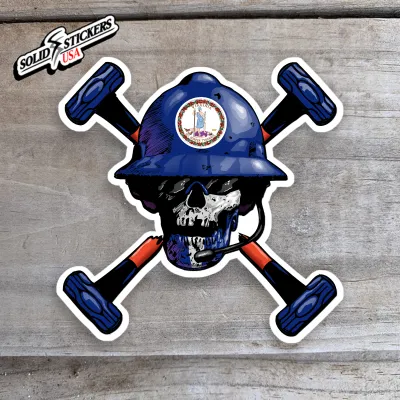 Skull &amp; Hammers Virginia Flag Oilfield Vinyl Sticker