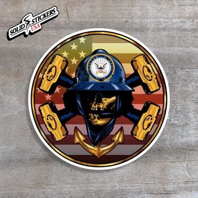Skull &amp; Hammers US Navy Oilfield Vinyl Sticker