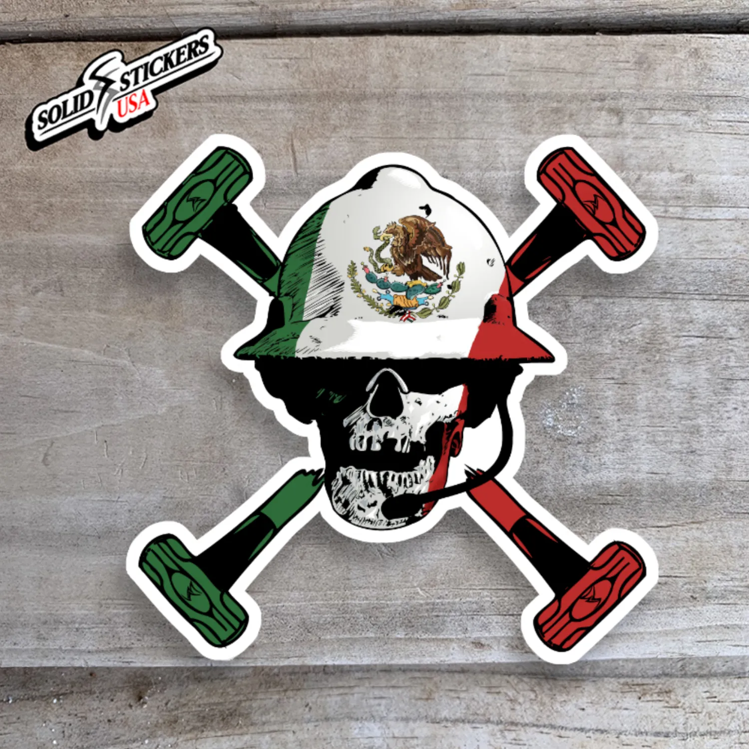 Skull &amp; Hammers Mexico Flag Oilfield Vinyl Sticker