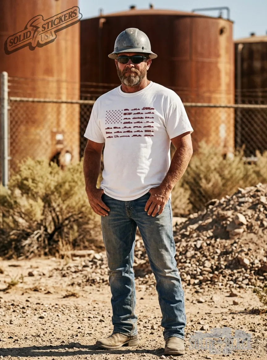 Frac Flag USA White Graphic Tee