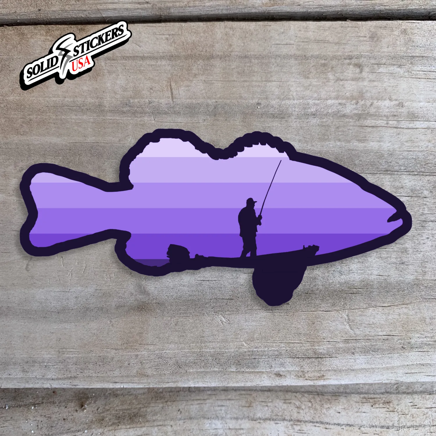 Largemouth Bass Fisherman Vinyl Sticker