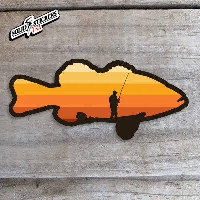 Largemouth Bass Fisherman Vinyl Sticker