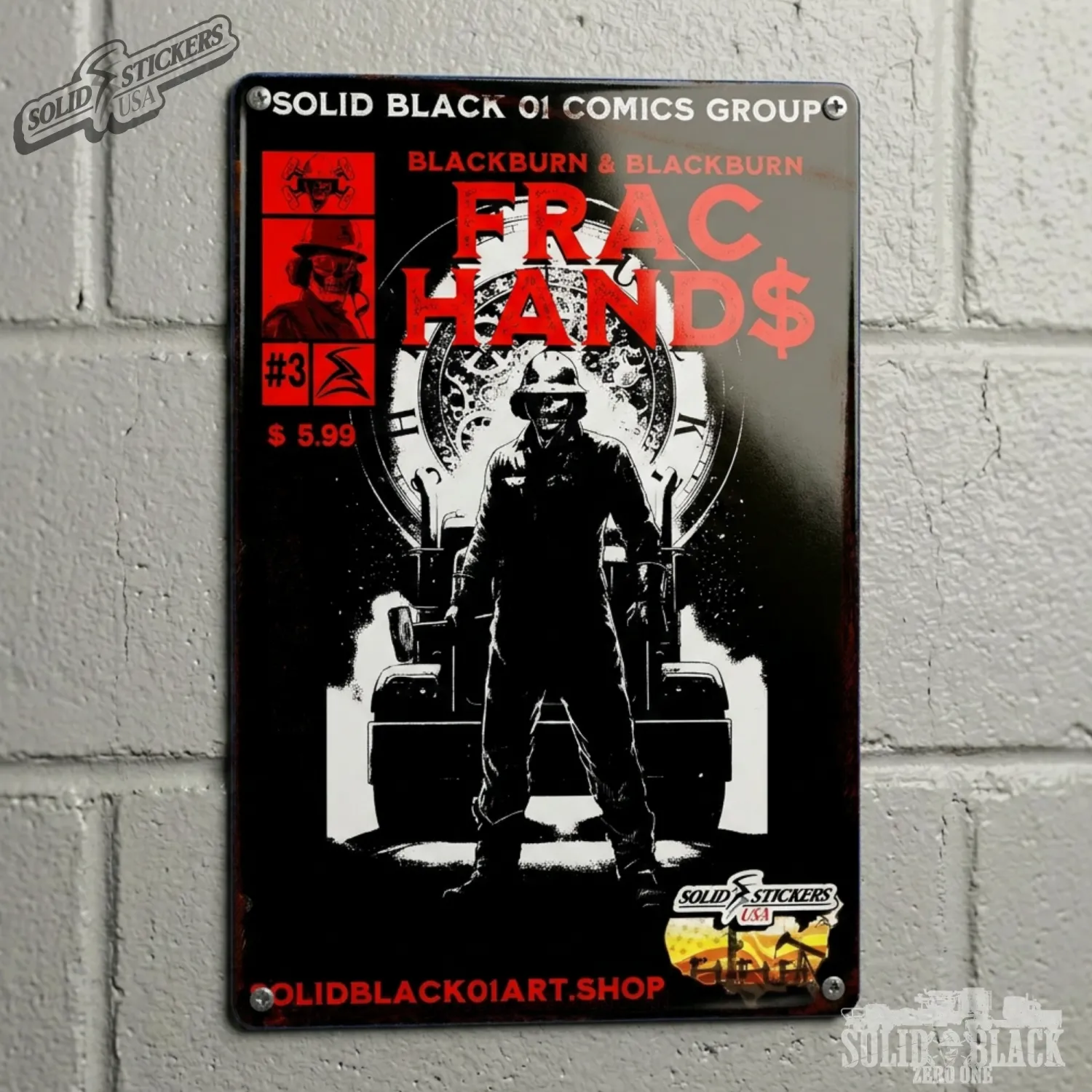 Frac Hand$ No. 3 Customizable Metal Sign