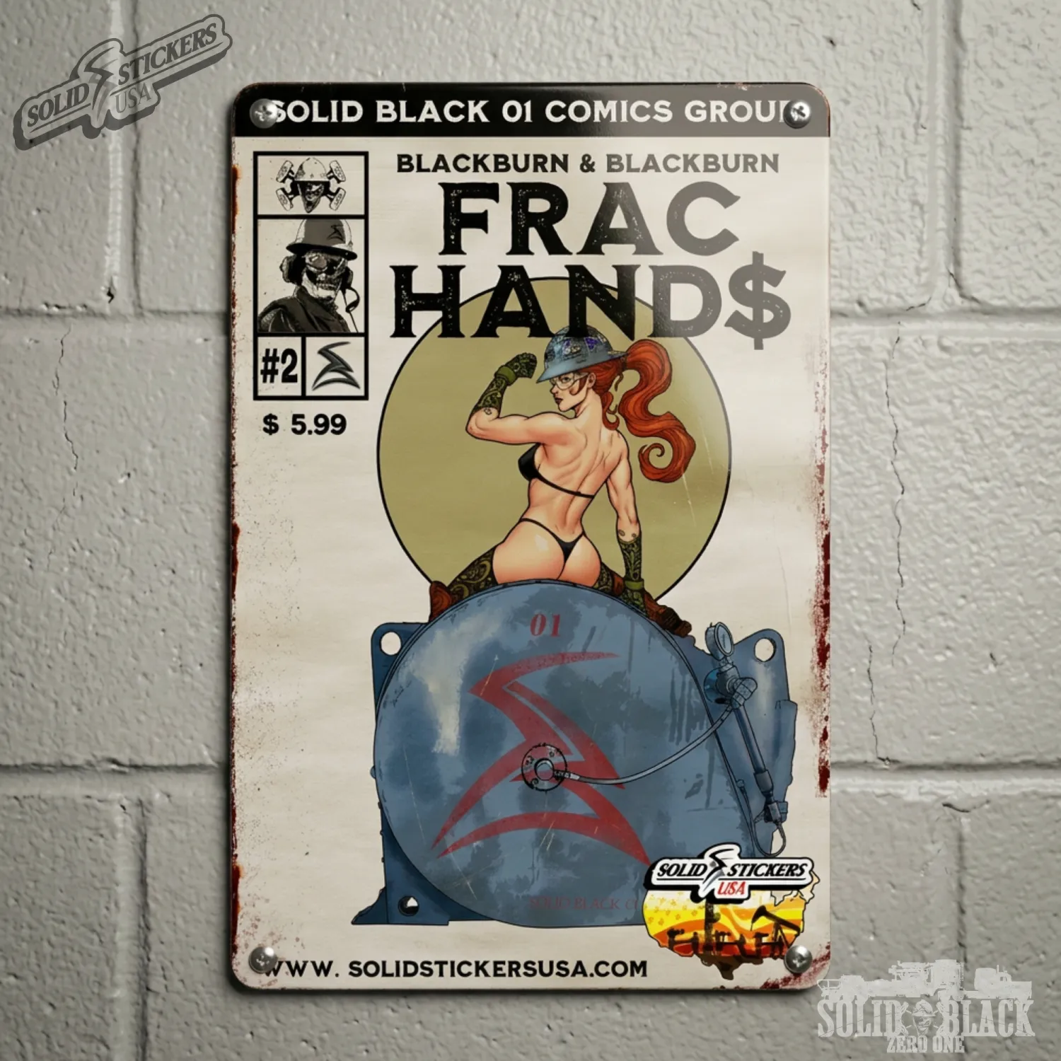 Frac Hand$ No. 2 Customizable Metal Sign