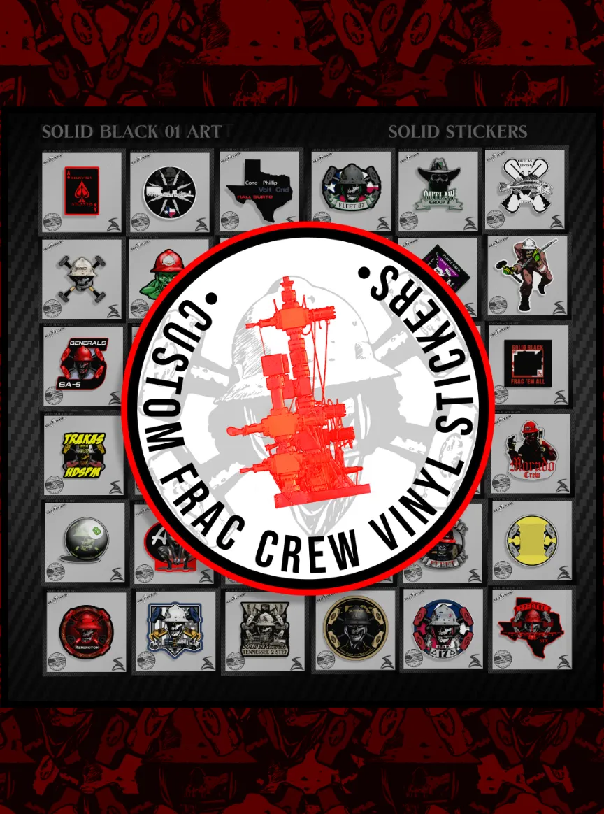 Custom Designed Frac Crew Vinyl Sticker Pack by Solid Black 01 Art