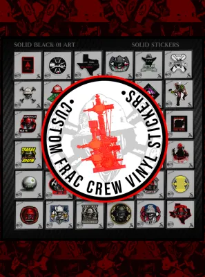 Custom Designed Frac Crew Vinyl Sticker Pack by Solid Black 01 Art