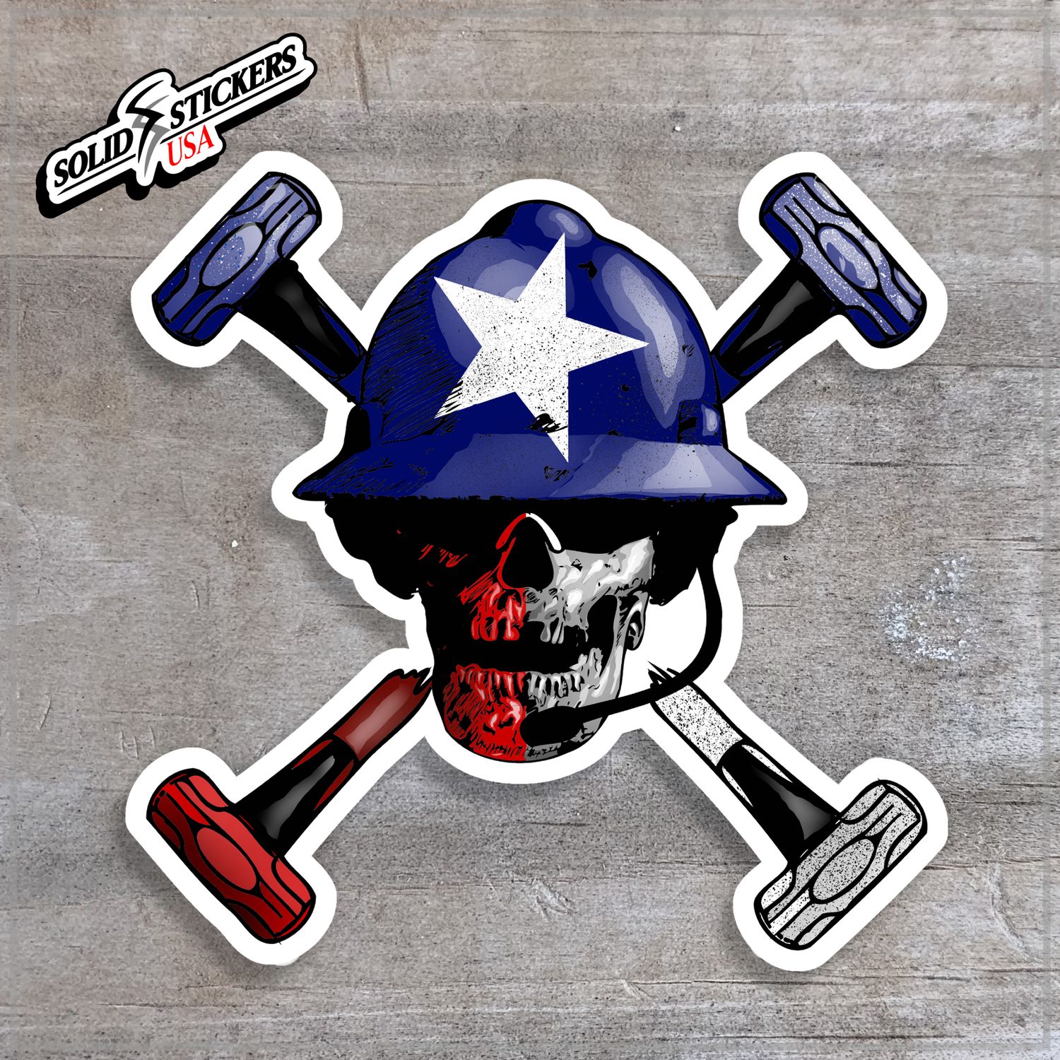 Skull &amp; Hammers Texas Flag Oilfield Vinyl Sticker