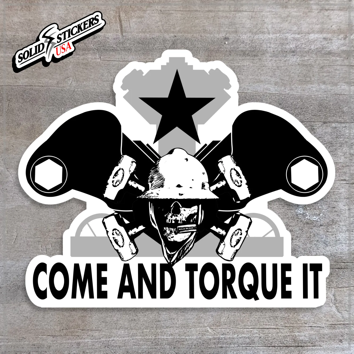 Skull &amp; Hammers Come And Torque It Oilfield Vinyl Sticker