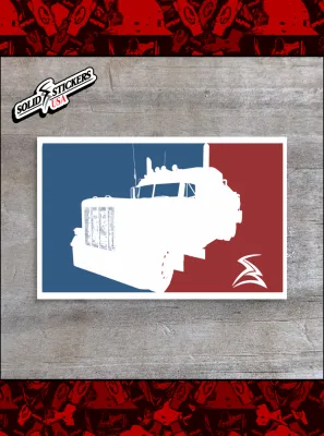 Pro Trucker Emblem Vinyl Sticker on a wooden surface