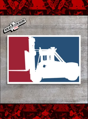 Pro Forklift Style Emblem Vinyl Sticker on a wooden table