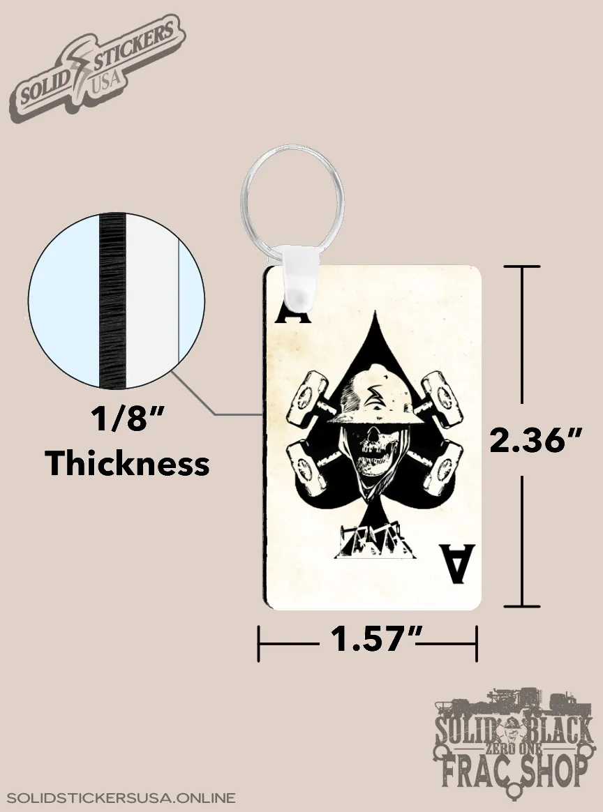 Skull &amp; Hammers Ace of Spades Card Oilfield keychain