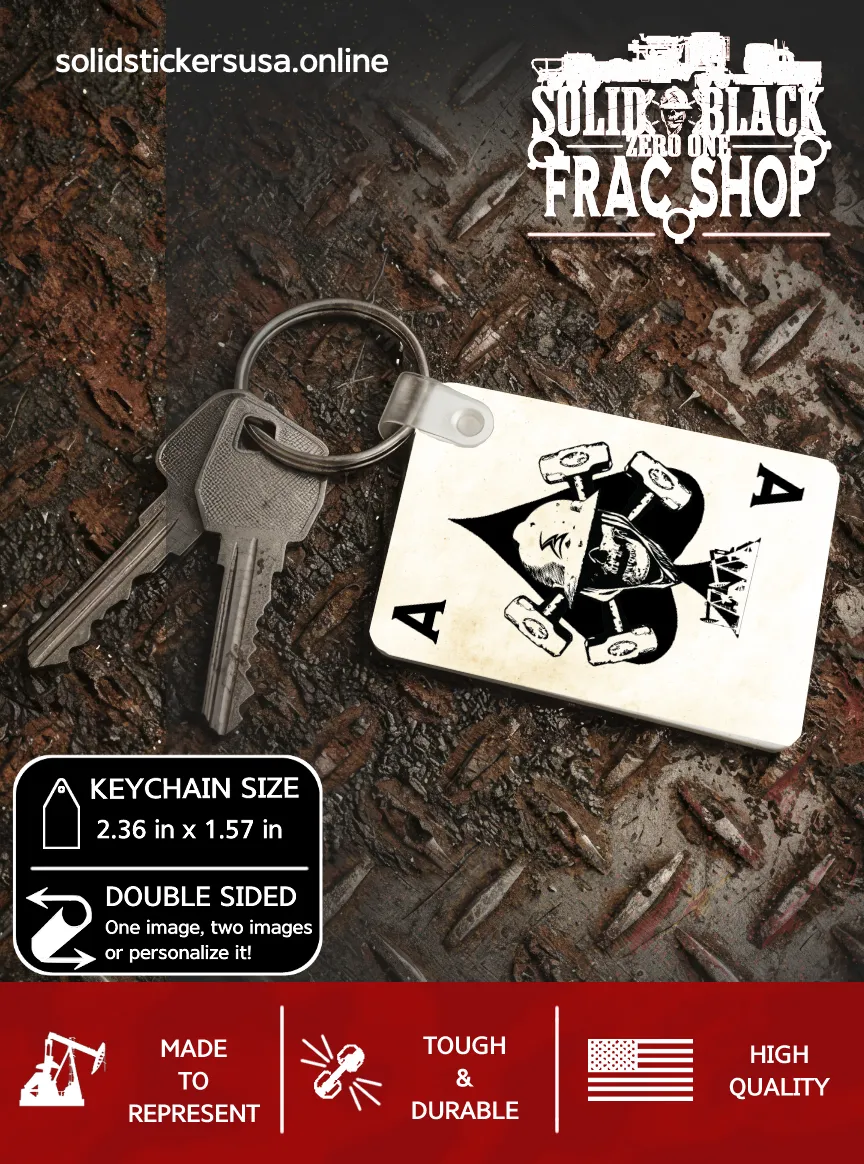 Skull &amp; Hammers Ace of Spades Card Oilfield keychain