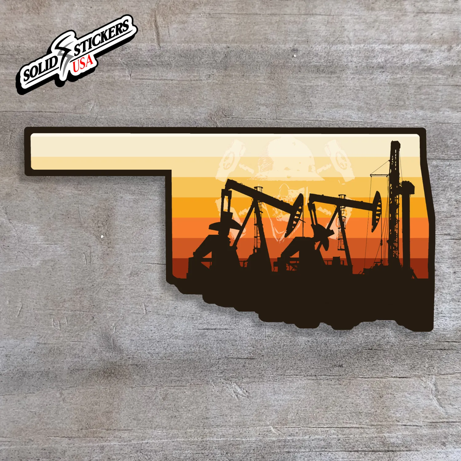 Oklahoma Drilling Rig &amp; Pumpjacks Oilfield Vinyl Sticker