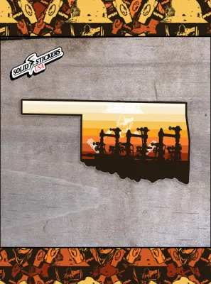 Oklahoma Drilling Rig &amp; Pumpjacks Oilfield Vinyl Sticker