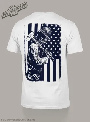 Frac Operator American Flag White Short Sleeve T-Shirt