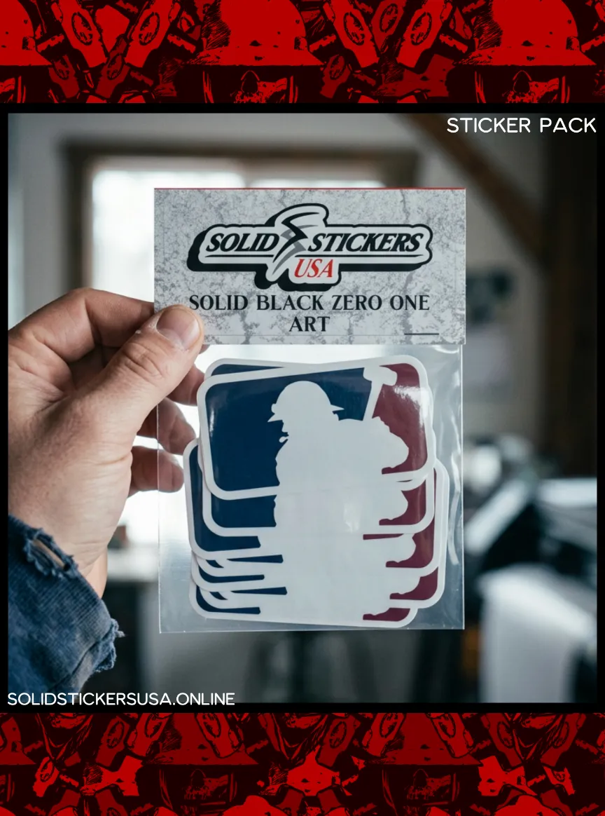 Major League Frac vinyl sticker pack in Solid Stickers USA branded packaging held in hand