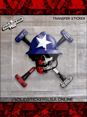 Texas Flag Skull &amp; Hammers Transfer Sticker